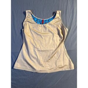 Spanx Womens 3X Champagne Beige Leopard Print Trim Shapewear Camisole Tank Top